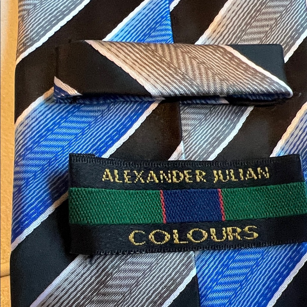 Alexander Julian Blue and Black Diagonal Striped Tie